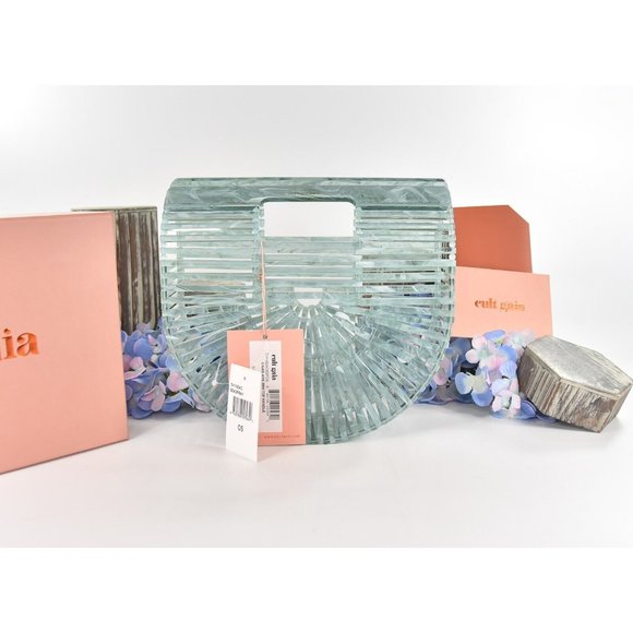Cult Gaia Seaspray Blue Marble Acrylic Mini Ark Top Handle Bag NWT - Picture 5 of 11